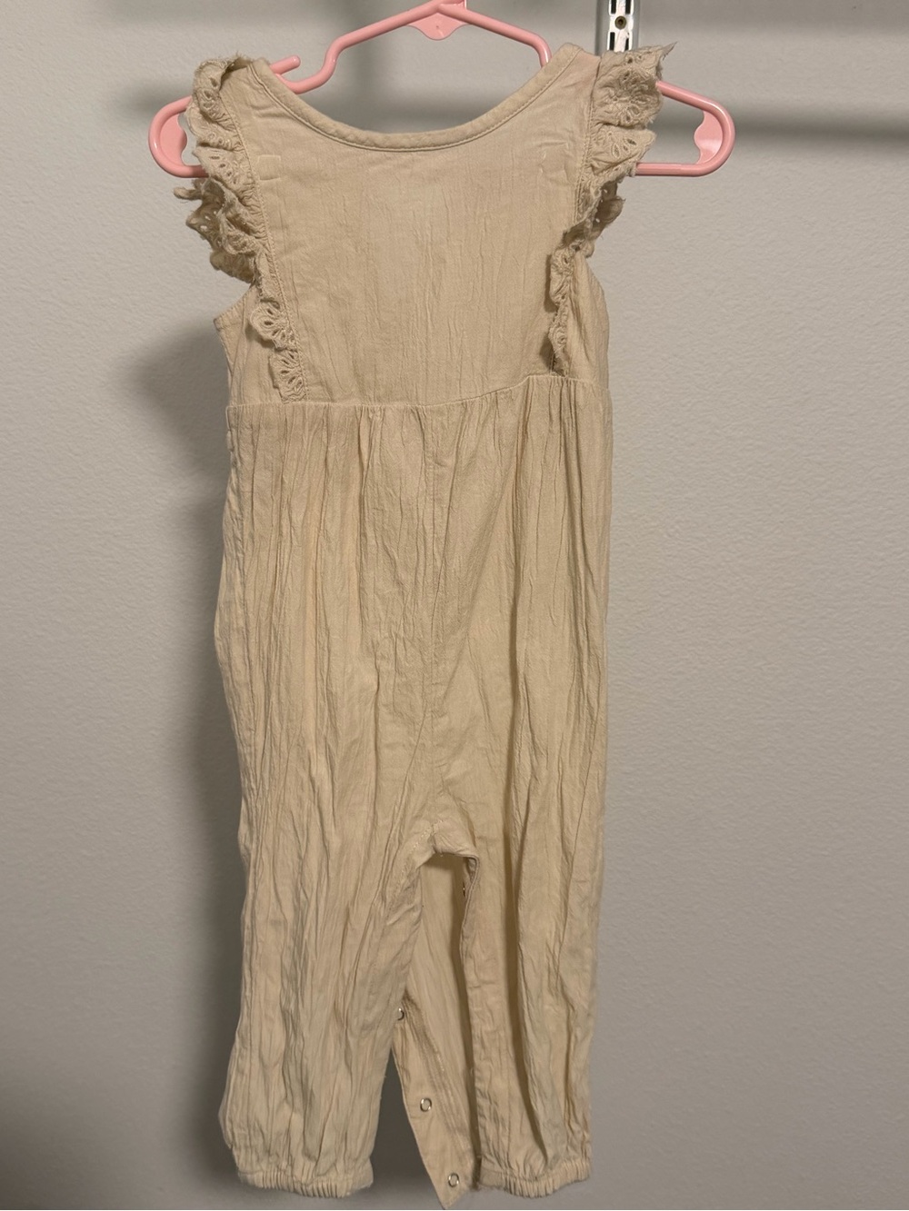 Old Navy Cream Ruffle Strap Girls Jumpsuit